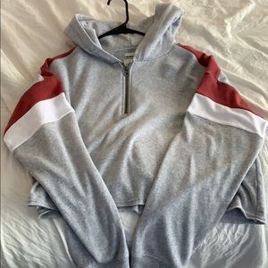 cropped half zip hoodie